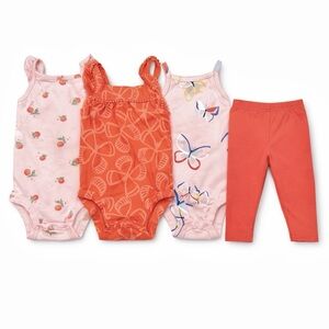 Carters Baby Girl Pink, Coral Bodysuits, Pants 6M GUC